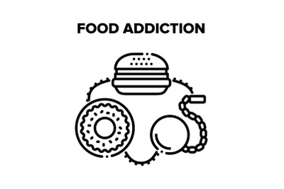 Food Addiction Vector Black Illustrations