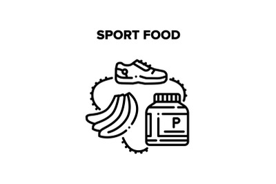 Sport Food Dish Vector Black Illustrations