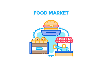 Food Market Vector Concept Color Illustration