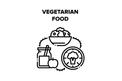 Vegetarian Food Vector Black Illustrations