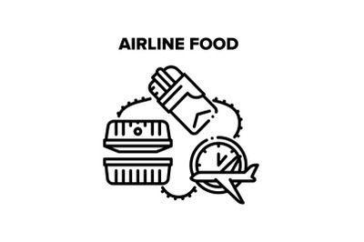 Airline Food Vector Black Illustrations