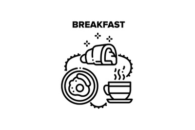 Breakfast Food Vector Black Illustrations