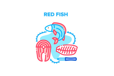 Red Fish Meat Vector Concept Color Illustration