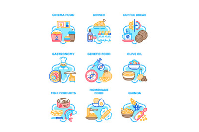 Food Delicious Set Icons Vector Illustrations