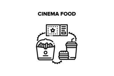 Cinema Food Vector Black Illustrations