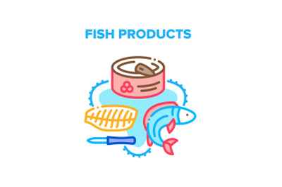 Fish Products Vector Concept Color Illustration