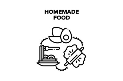 Homemade Food Vector Black Illustrations