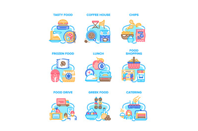 Food Eat Nutrition Set Icons Vector Illustrations