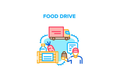 Food Drive Box Vector Concept Color Illustration