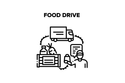 Food Drive Box Vector Black Illustrations