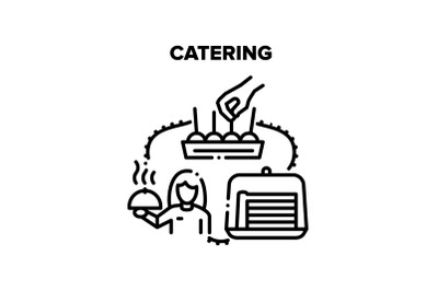 Catering Service Vector Black Illustrations