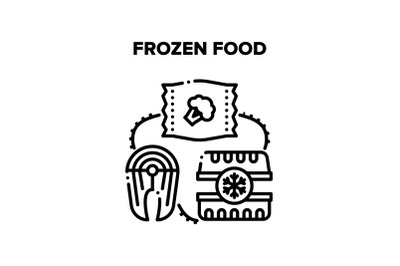 Frozen Food Vector Black Illustrations