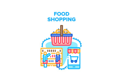 Food Shopping Vector Concept Color Illustration