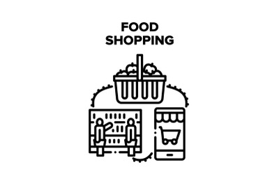 Food Shopping Vector Black Illustrations