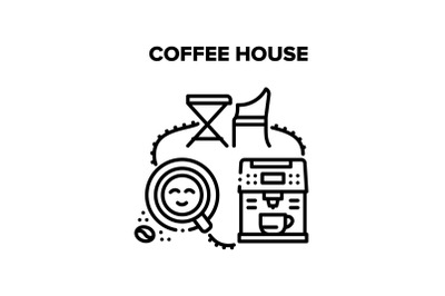 Coffee House Vector Black Illustrations