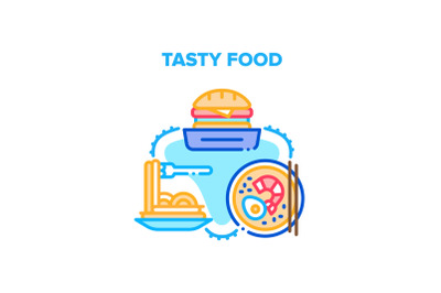 Tasty Food Meal Vector Concept Color Illustration