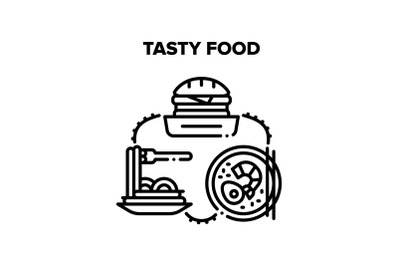 Tasty Food Meal Vector Black Illustrations