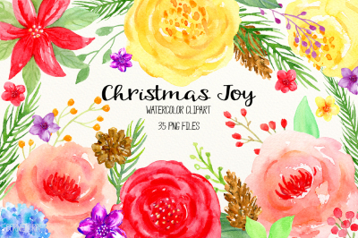 Watercolor Clipart Christmas Joy