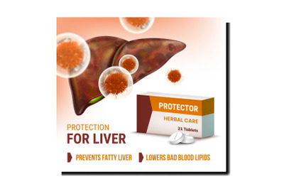 Liver Protector Medicaments Promo Banner Vector