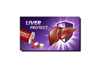 Liver Protect Medicaments Promotion Poster Vector