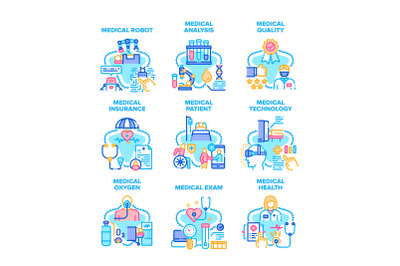 Medical Treatment Set Icons Vector Illustrations