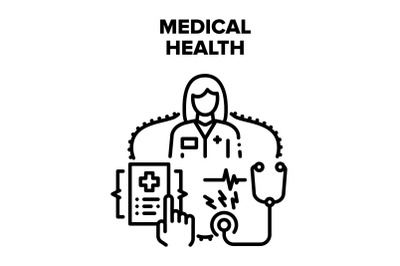 Medical Health Vector Black Illustrations