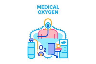 Medical Oxygen Vector Concept Color Illustration