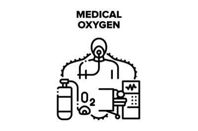 Medical Oxygen Vector Black Illustrations