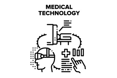 Medical Technology Hospital Vector Black Illustrations