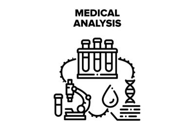 Medical Analysis Vector Black Illustrations