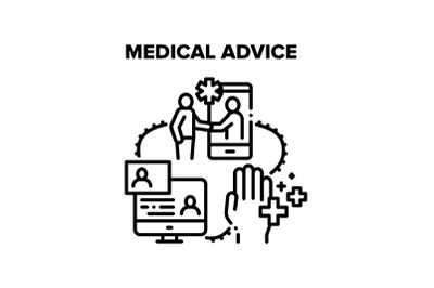 Medical Advice Vector Black Illustrations