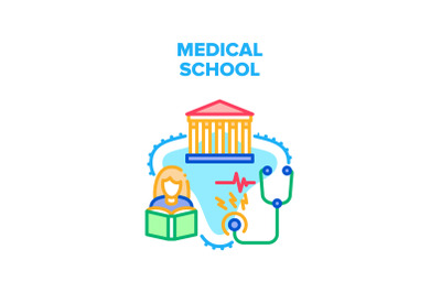 Medical School Vector Concept Color Illustration