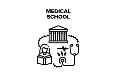 Medical School Vector Black Illustrations