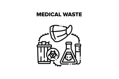 Medical Waste Vector Black Illustrations