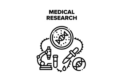 Medical Research Vector Black Illustrations