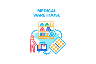 Medical Warehouse Storage Vector Concept Color