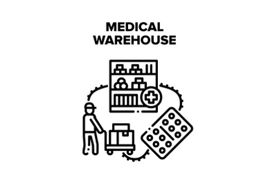 Medical Warehouse Storage Vector Black Illustrations