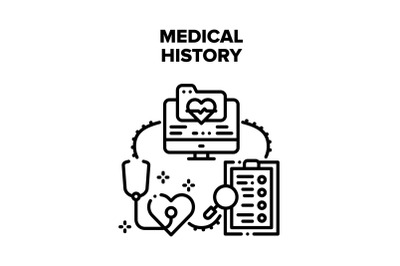 Medical History Vector Black Illustrations