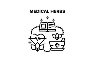 Medical Herbs Vector Black Illustrations