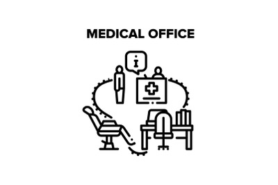 Medical Office Vector Black Illustrations