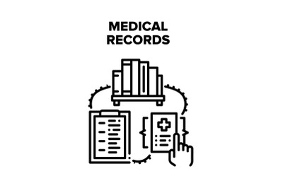 Medical Records Vector Black Illustrations