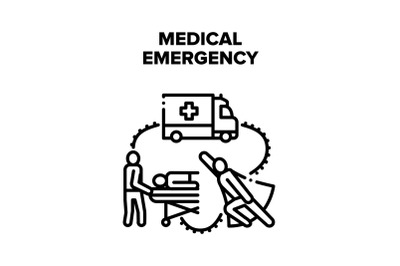 Medical Emergency Help Vector Black Illustrations