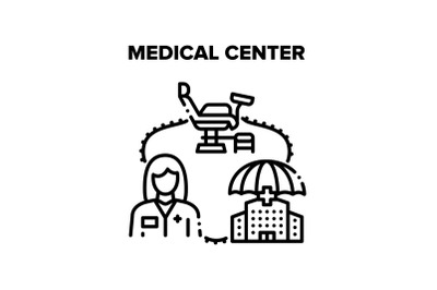 Medical Center Vector Black Illustrations