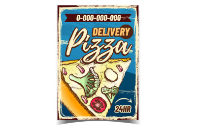 Delivery Pizza Service Advertise Banner Vector