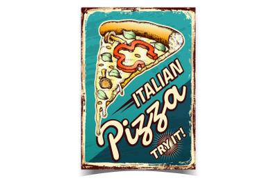 Italian Pizza Food Cafe Advertise Poster Vector