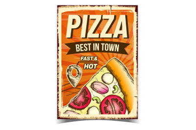 Pizza Delicious Dish Advertising Poster Vector