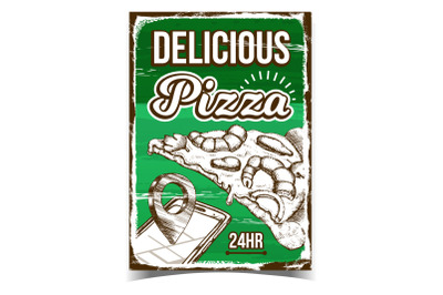 Delicious Pizza Cafe Location Promo Banner Vector