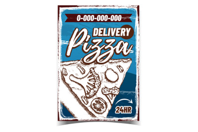 Delivery Pizza Service Advertise Banner Vector