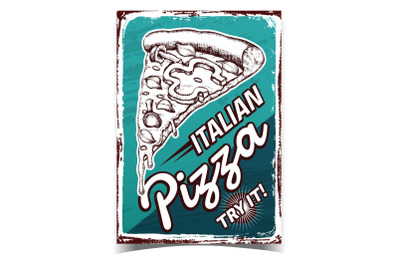 Italian Pizza Food Cafe Advertise Poster Vector