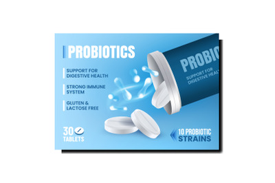 Probiotics Medicine Treatment Promo Banner Vector